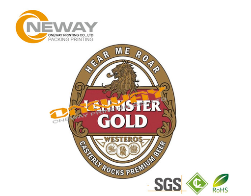 Smooth Glossy Paper Beer Bottle Labels Anti - Oil Self Adhesive Label