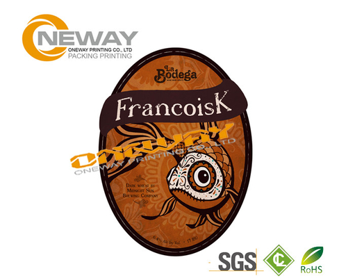 Smooth Glossy Paper Beer Bottle Labels Anti - Oil Self Adhesive Label