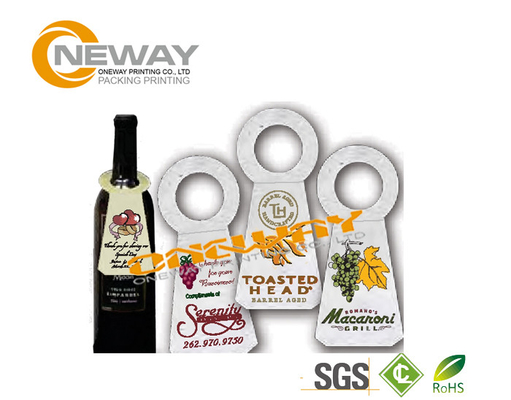 Printed Coated Paper Garment Wine Bottle Hang Tags Full Color