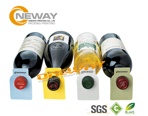 Printed Coated Paper Garment Wine Bottle Hang Tags Full Color