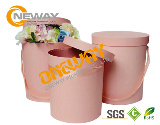 Cardboard Custom Printed Gift Boxes Round Flower Gift Box With Cap