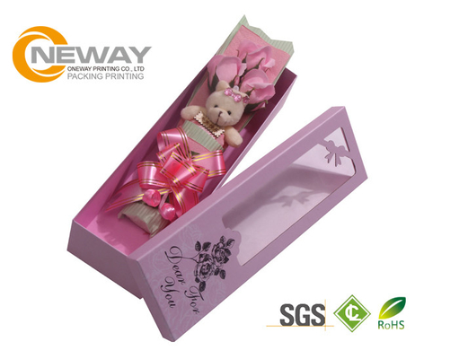 Off - White Splendid Retail Gift Flower Paper Box With Clear Window