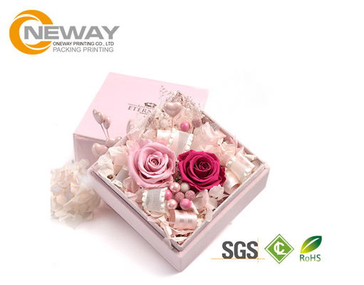Flower Gift Box , Pink Rose Waterproof Square flower paper box for Saint Valentine's Day
