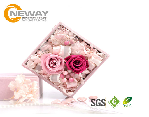 Flower Gift Box , Pink Rose Waterproof Square flower paper box for Saint Valentine's Day