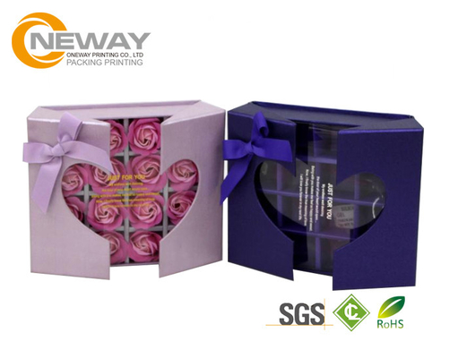 Flower Gift Box Full Color Elegant Square Rigid Cardboard Flower Paper Box with Clear Window